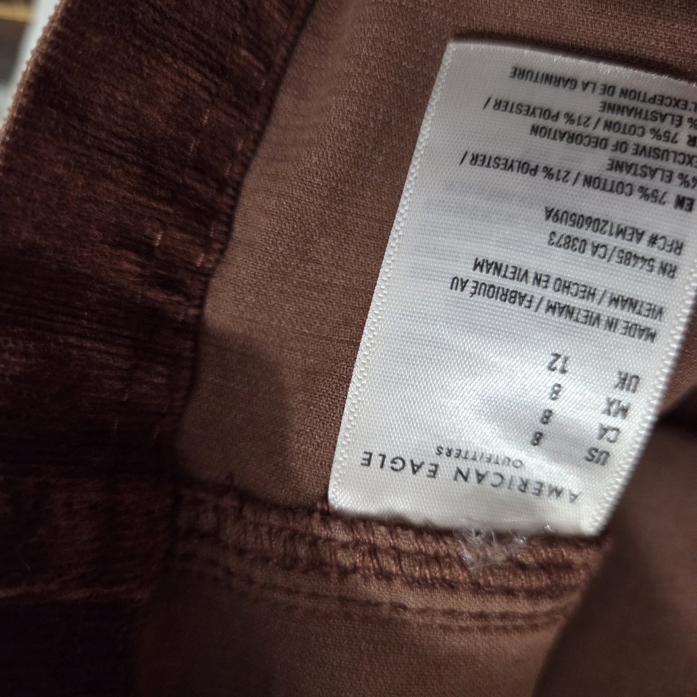 NWT American Eagle Corduroy Overall Dress Brown Mini Size 8 Fall Academia Cords - Picture 11 of 12